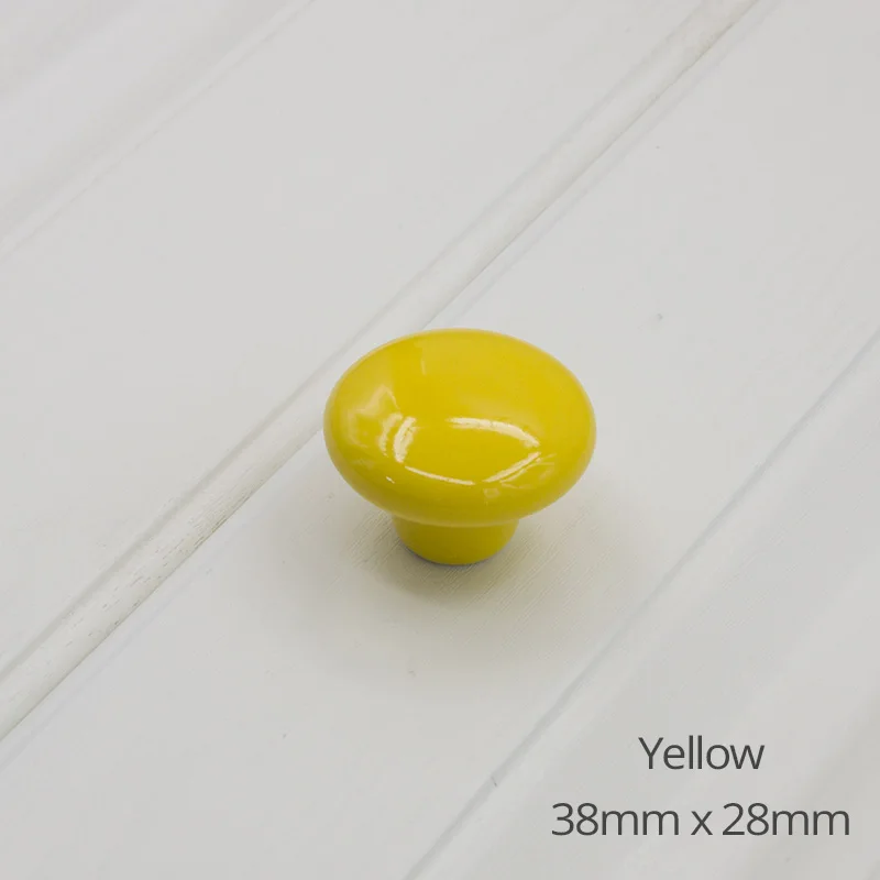 Карамельный цвет круглые мебельные ручки керамические ручки для ящиков шкафа тянет кухонные ручки Мебельная ручка для детской комнаты - Цвет: Yellow - big