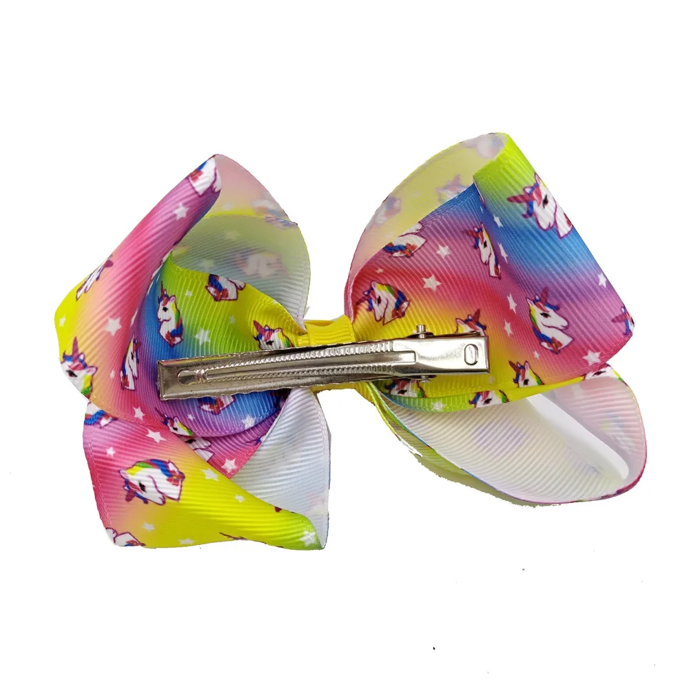 

22pcs/lot Big Bow Knot Hairpins Girl Barrettes Large Colorful Unicorn Hairgrips Bow Hair Clip Bows Hair Accessories 5 Inch