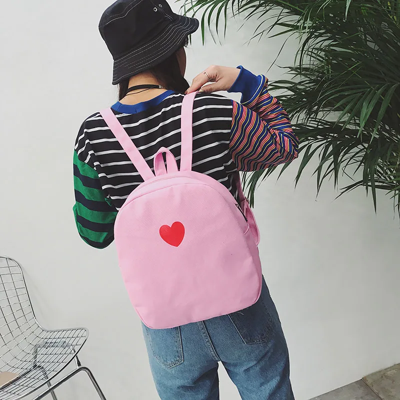 Модные женские туфли подростков мини рюкзак из парусины надписи Sweet Love Heart для
