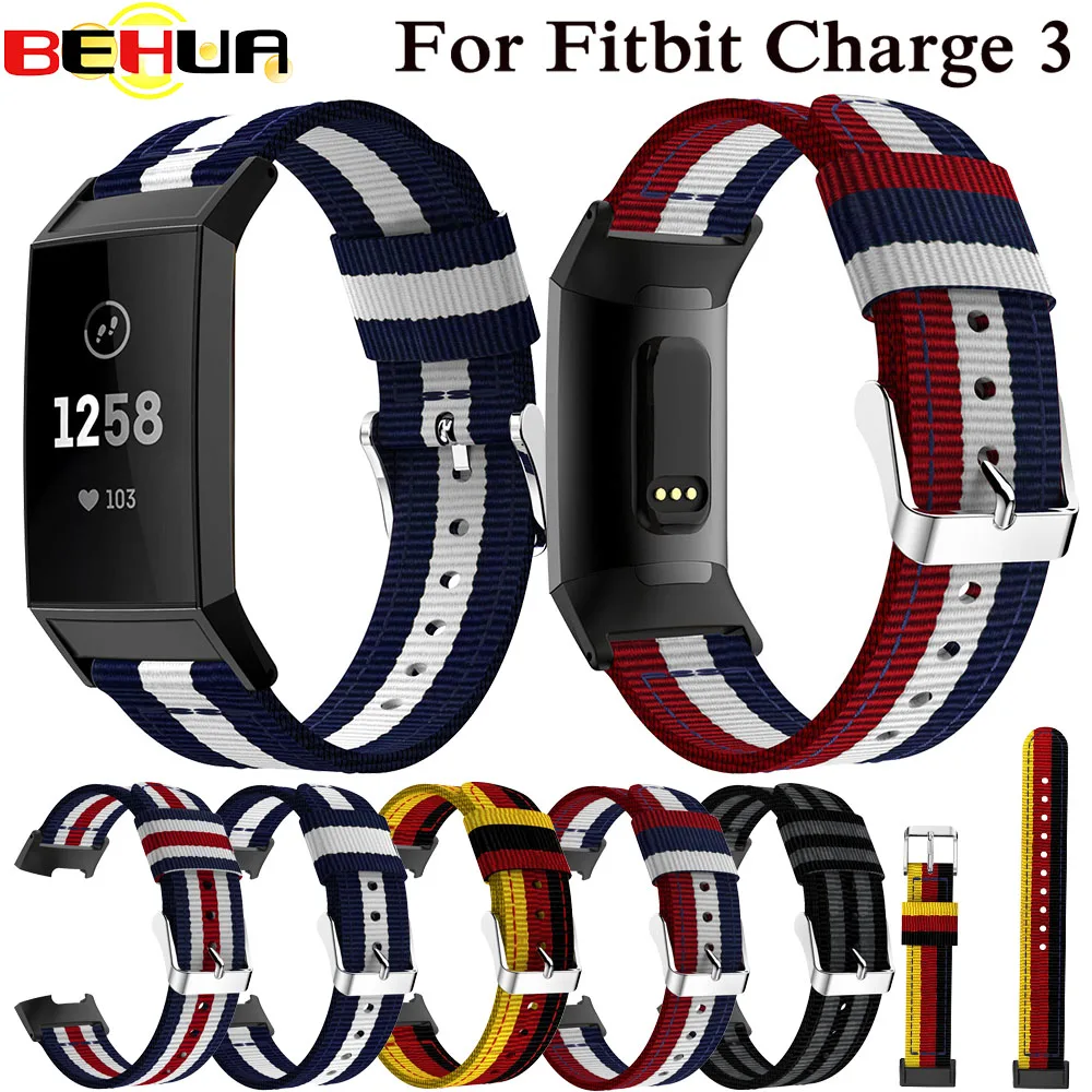 Сменные ремни для Fitbit Charge 3 Band нейлоновый текстильный ремень Сменные Смарт-часы для фитнеса с соединительный браслет