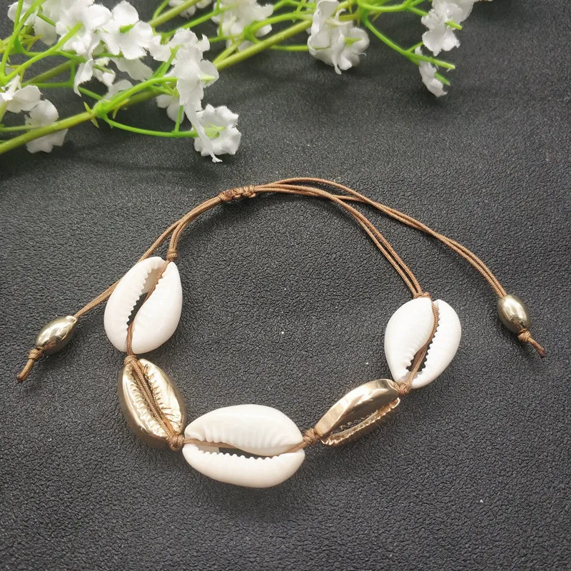 JCYMONG 2019 Boho натуральный Cowrie ракушки браслет для женщин золотой цвет ручной работы