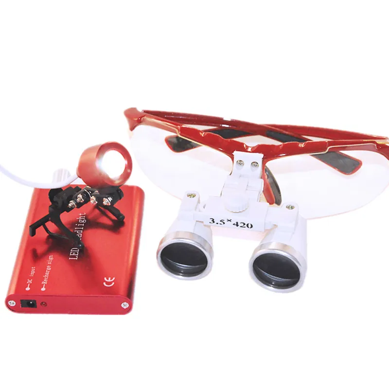 Лупы 3 5x 420 мм + светодиодный светильник (синий)|dental glasses|dental loupesloupes dental |