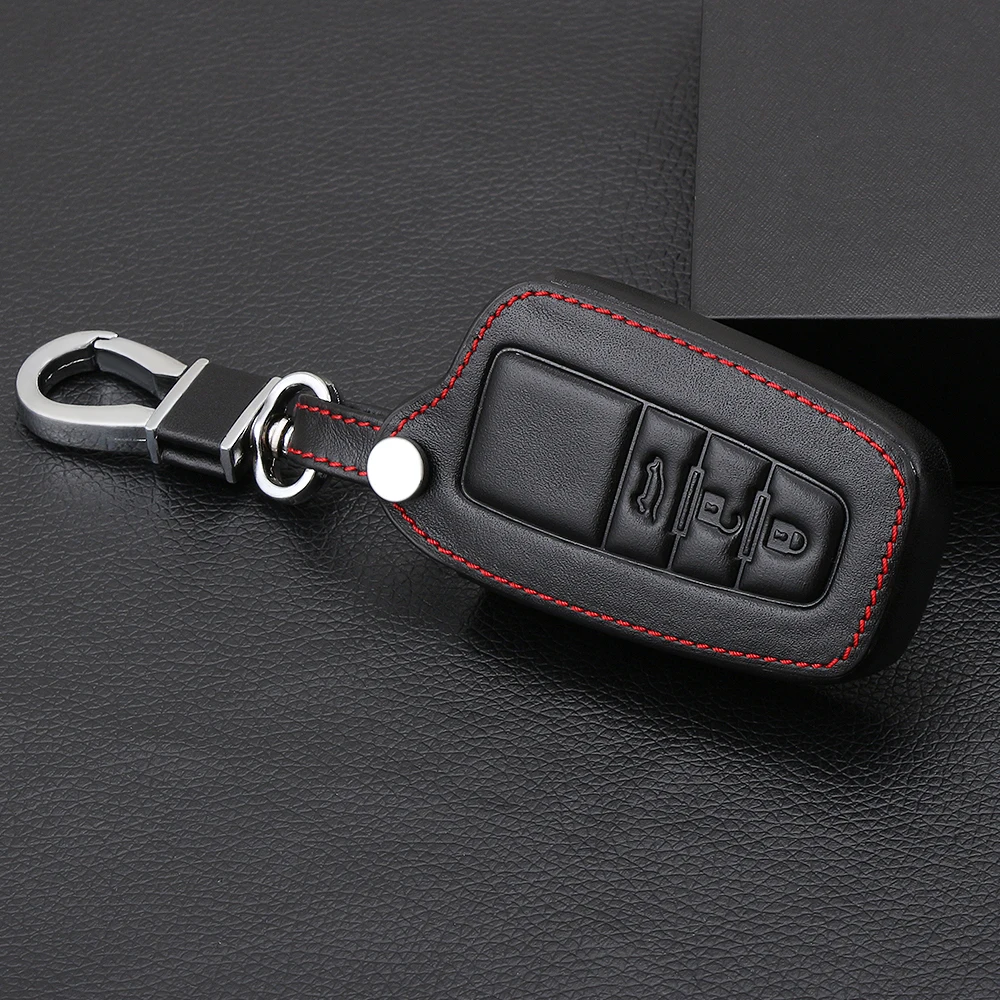 Чехол для ключей из натуральной кожи карман Toyota Camry Land Cruiser Prado Corolla CHR 3 кнопки
