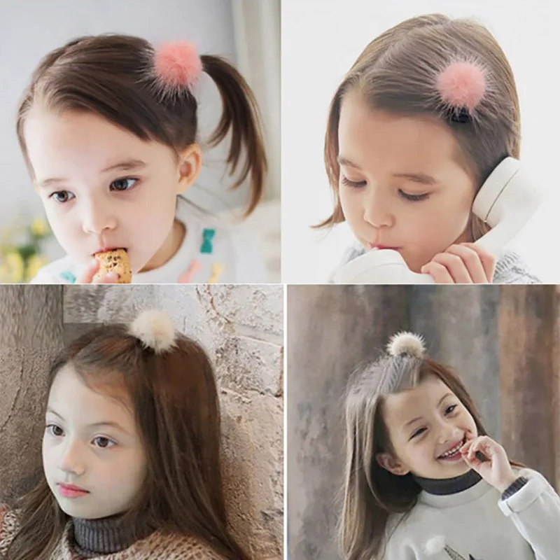 Детские заколки для волос милые мини-заколки с помпоном девочек детские