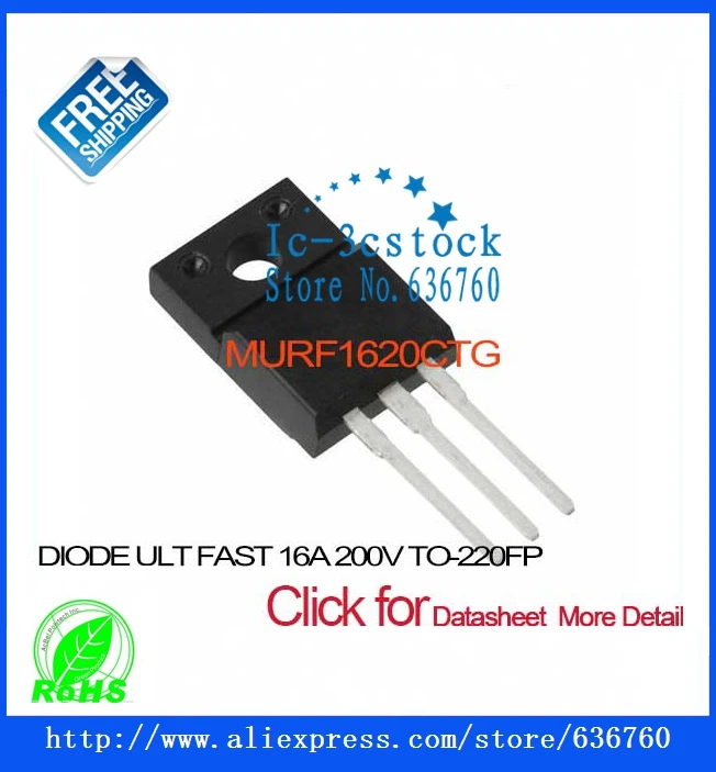 MURF1620CTG ДИОД ULT БЫСТРО MURF1620CT 16A 200 В TO 220FP 1620 MURF1620 MURF1620C 1620C|ult|ult box |