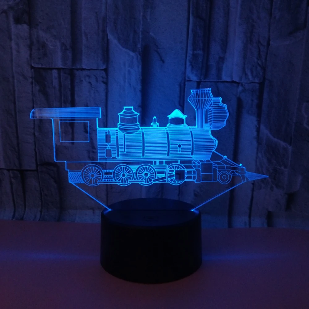 Детская игрушка для освещения 3d огни креативный поезд ночник новая необычная