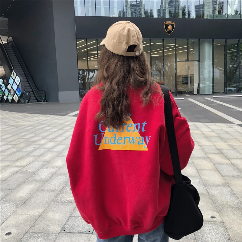 Женские толстовки Harajuku Ulzzang Повседневная Свободная Толстовка с принтом в виде