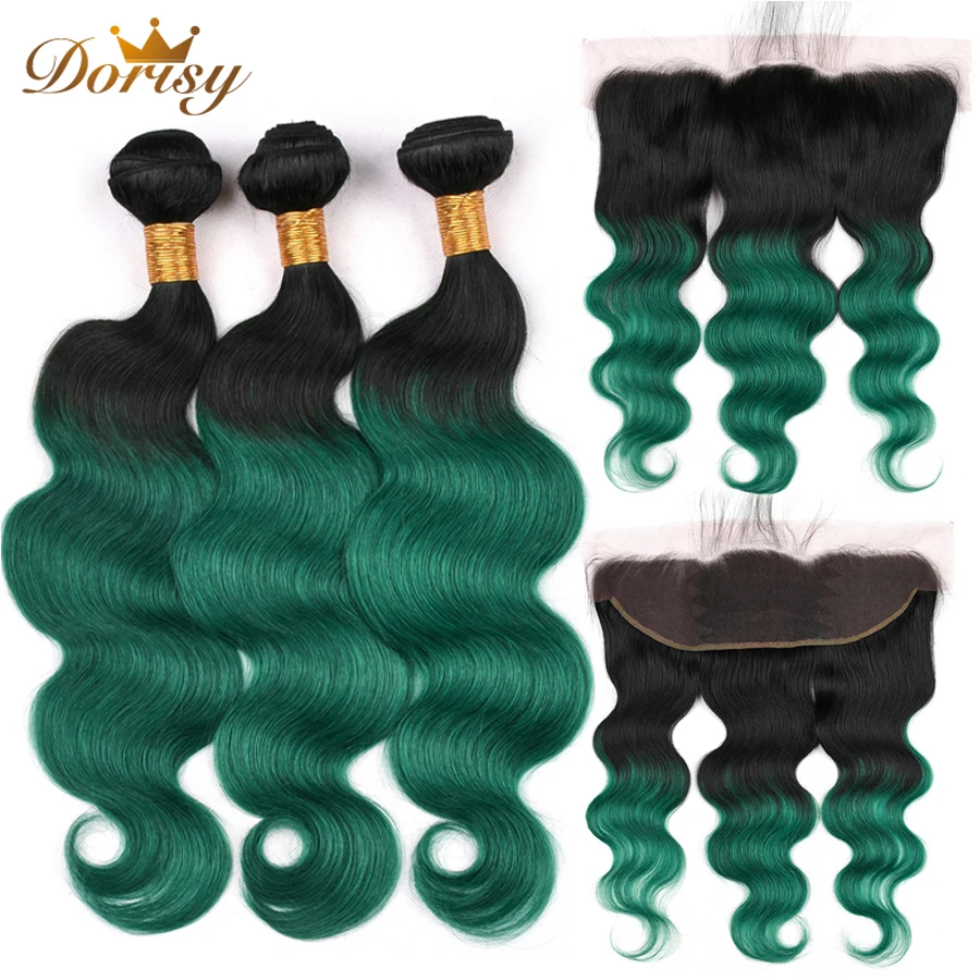T1b зеленый пучки волос от светлого до темного цвета с закрытием человеческих