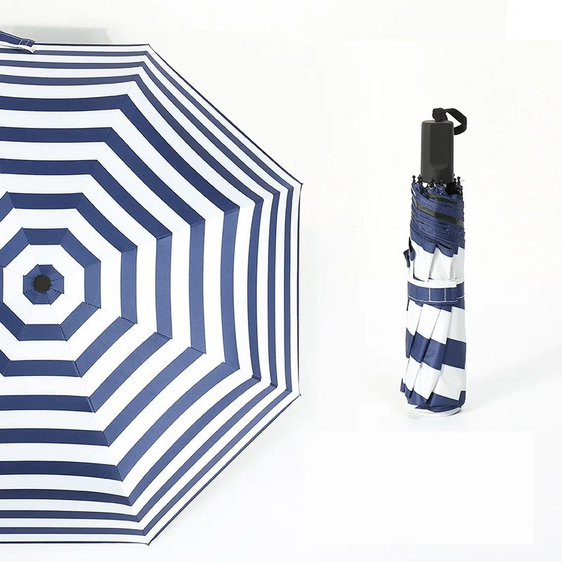 Korean Creative Navy Stripes Parasol Automatic Umbrella Sun Ultraviolet-proof | Дом и сад