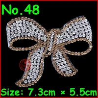 1 pcslot gold bow knot patches hotfix rhinestone iron on rhinestones crystal motifs applique for children women clothes patch