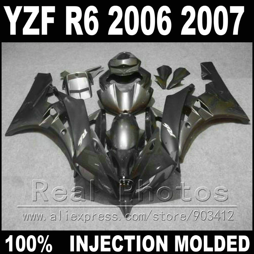 

7 подарков обтекатель для YAMAHA R6 06 07 литья под давлением темно-серый 2006 2007 YZF R6 обтекатели