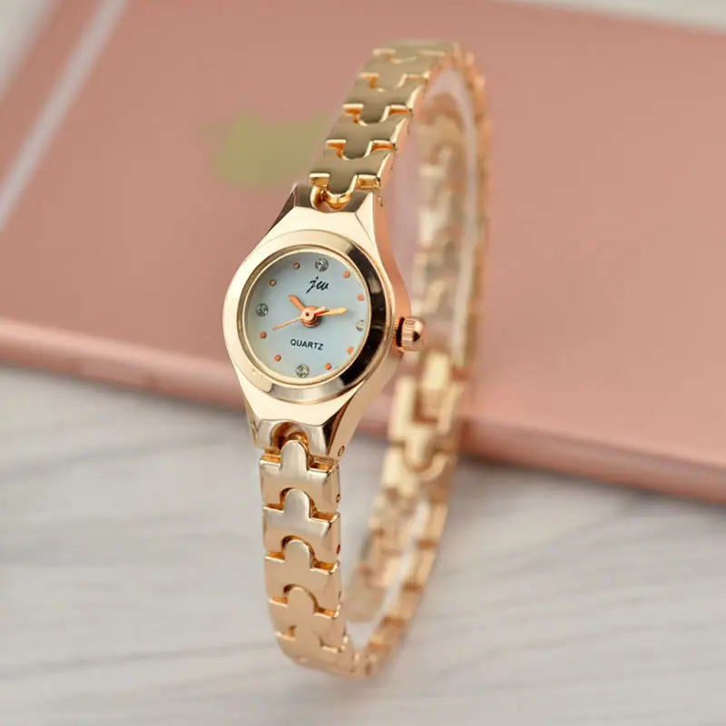 Роскошные женские кварцевые часы на руку украшение из розового золота с