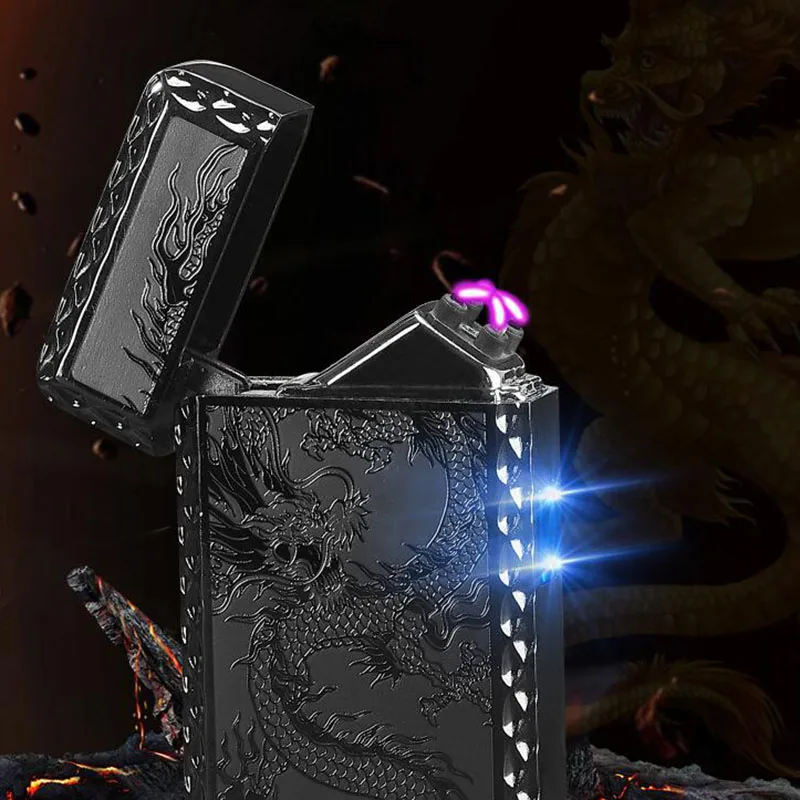 Hot Sale Dragon USB Charging Lighter Electric Double Arc Plasma Eletronic Windproof cigarettes cigar Smoking Lighters | Дом и сад
