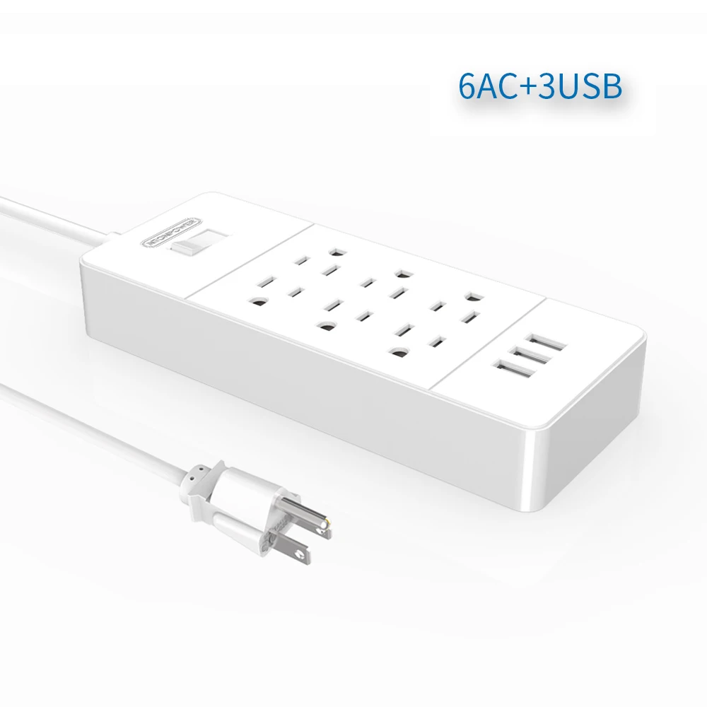 4AC 3USB NTON Защита от перенапряжения питания семейная силовая полоса 8 AC 4 USB зарядная станция с подвесным слотом для установки в США электрическая вилка для офиса - Цвет: 4AC 3USB