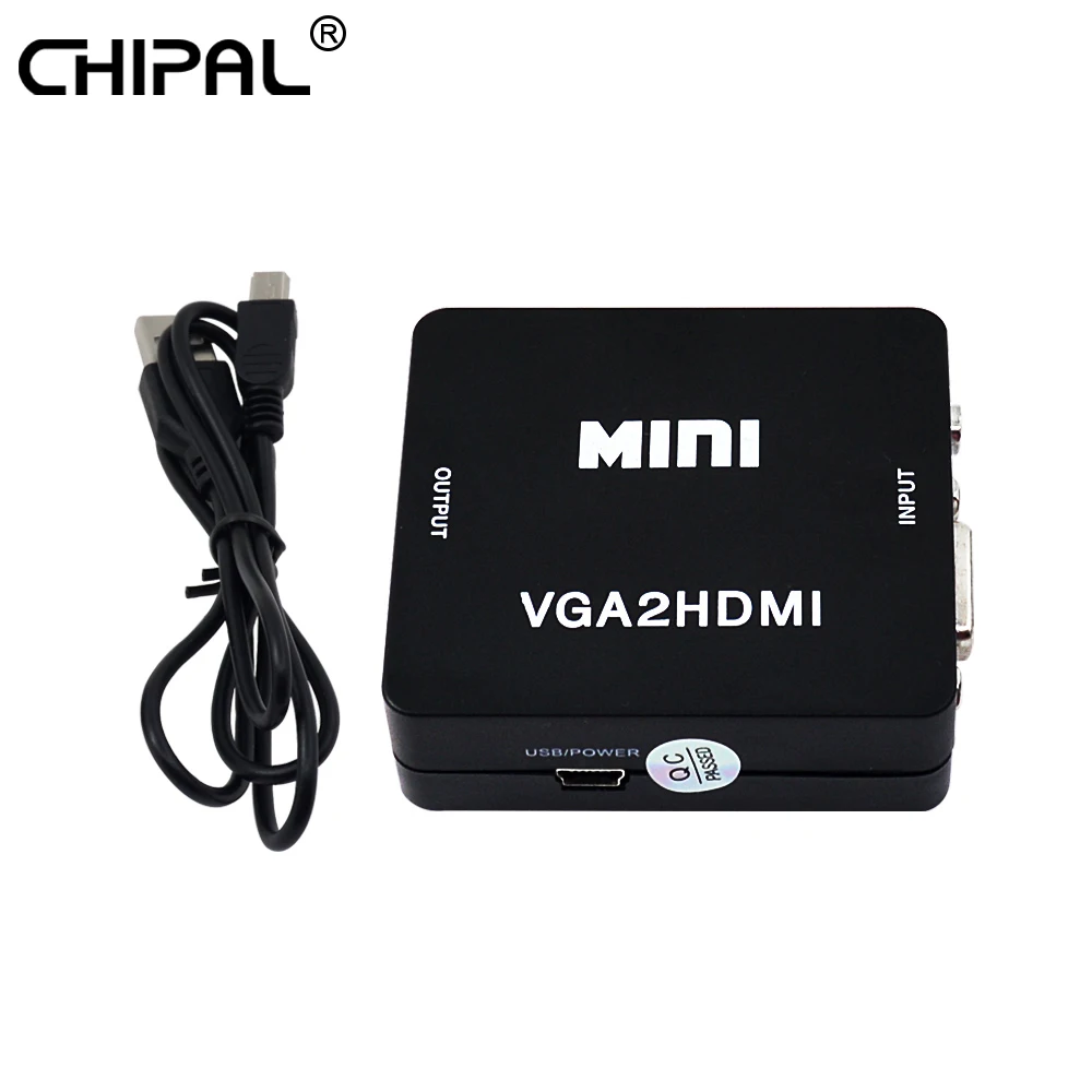 CHIPAL Mini VGA2HDMI адаптер 1080P преобразователь из VGA в HDMI с аудио + USB разъем питания для ПК