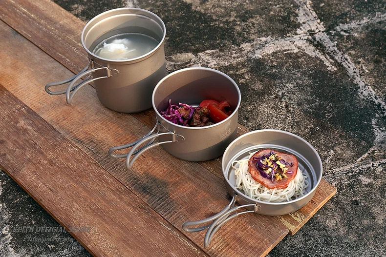 Кейт Титан pots Сковородки Чаши со складной ручкой Кук Кемпинг Пеший Туризм Пикник Кухонная посуда Посуда титановая посуда для туризма походная посуда туризм и походы