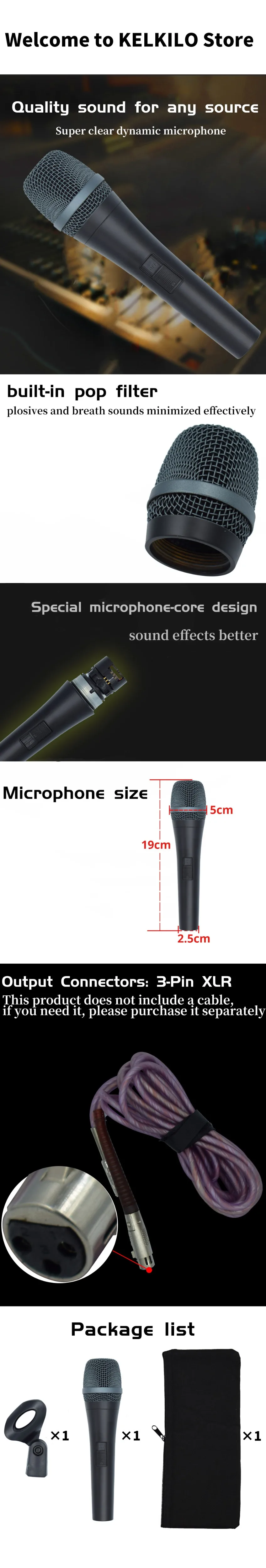 KELKILO KE945S динамический проводной микрофон Профессиональный для E945S для караоке вокальный музыка Производительность Профессиональный