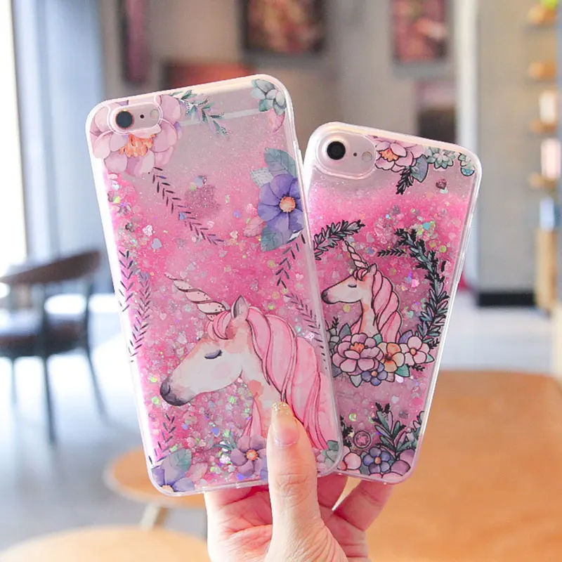 Hard Plastic Capinha For iPhone 8 7 Plus X Glitter Quicksand Cover Case 6 6s 6Plus iPone Cartoon Capa iphonex Cases |