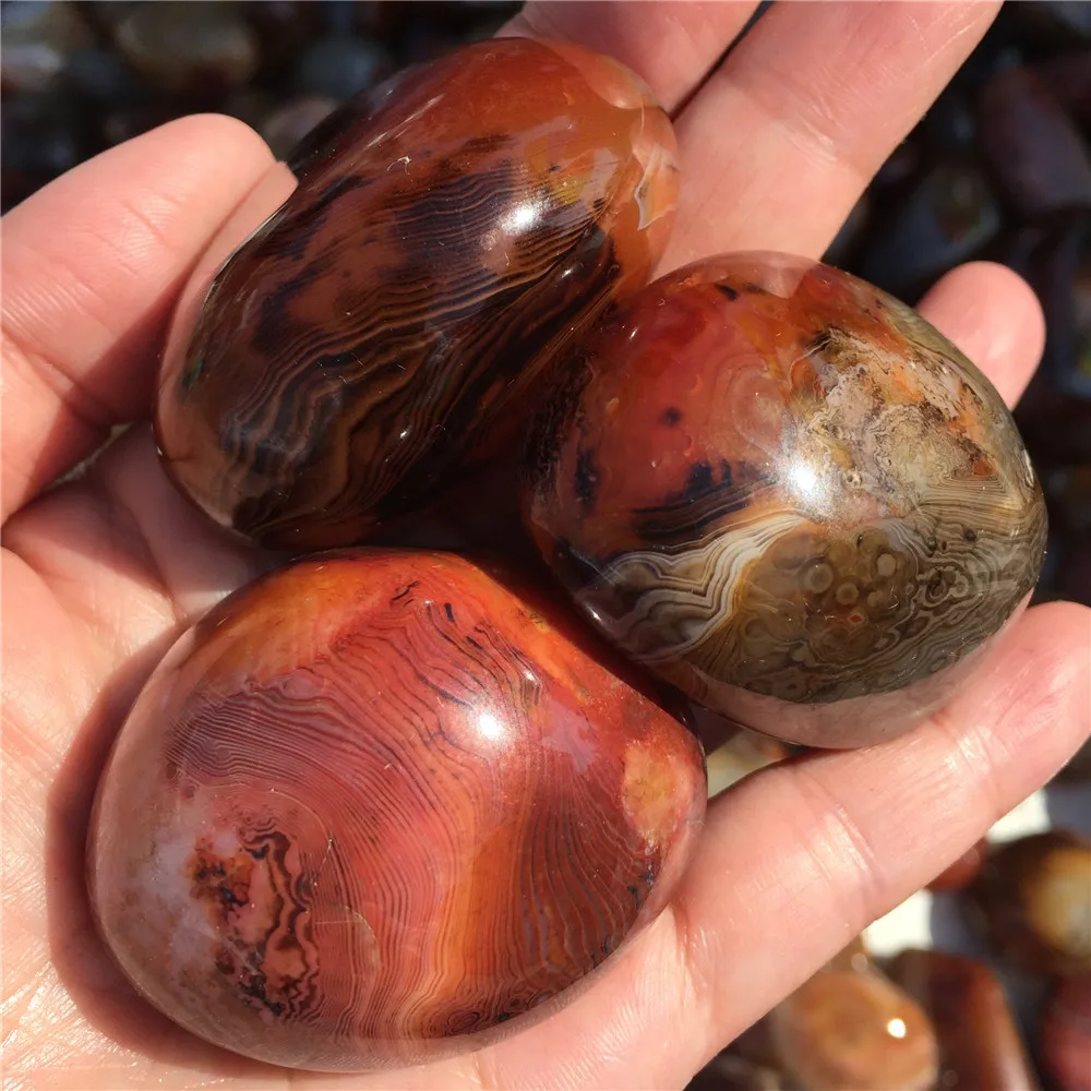 Polished Natrual Sardonyx Stone Agate Palm Raw Gemstone Colorful Tumbled Crystal Healing Energy Mineral | Дом и сад