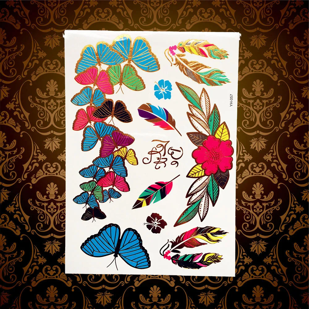 HYS-97 новый бренд индийский металлик флэш-тату временные мужские и женские