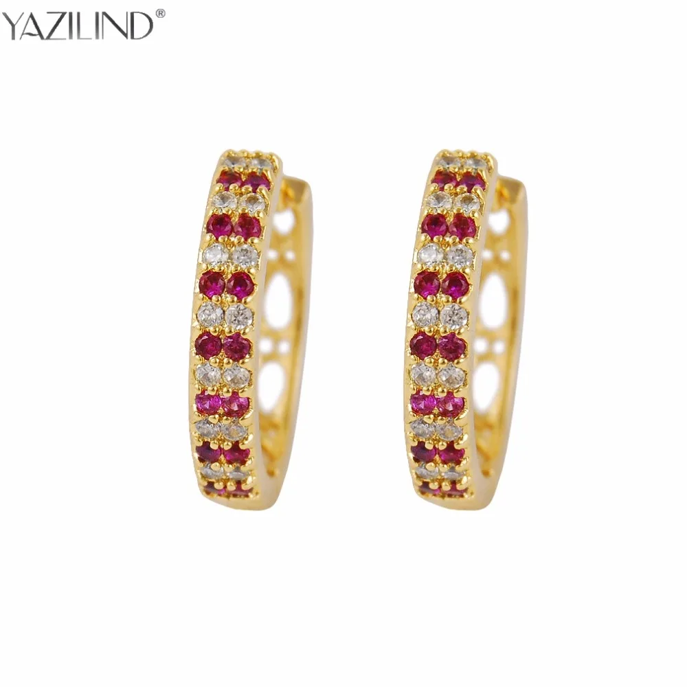 Gold Color Pave Colors Zirconia CZ Small Circles Huggies Hoop Earrings For Children Girls Baby Kids Jewelry brinco pequeno Aros | Украшения