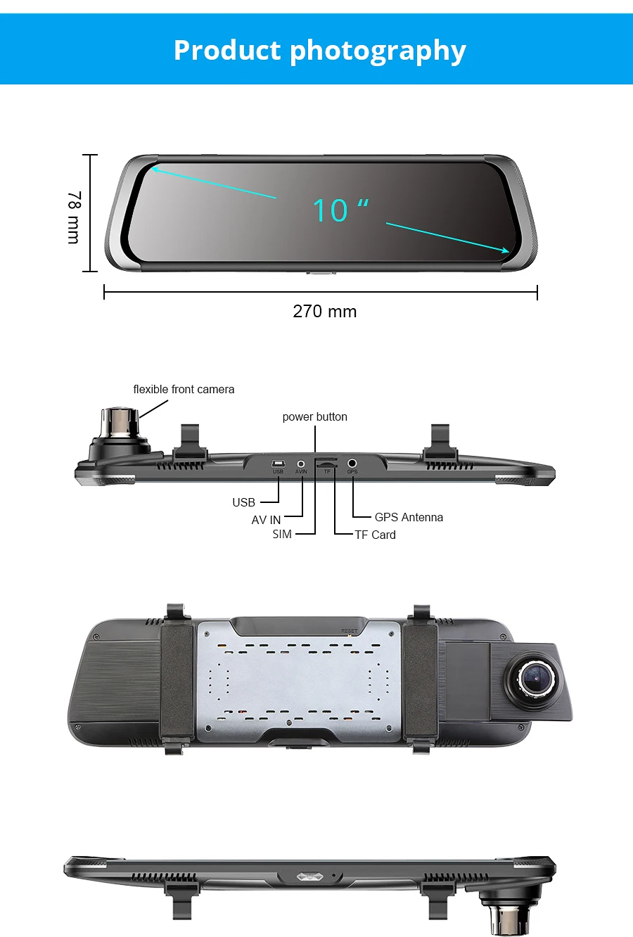 Bluavido 4G Android 1" автомобиль видео зеркало FHD 1080P автомобиля Камера gps навигации ADAS Двойной объектив Wi-Fi регистраторы заднего вида DVR Регистраторы