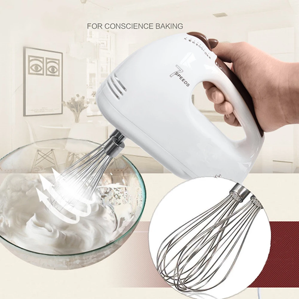 7 Speed Portable Electric Handheld Food Blender Double Whisk Eggs Mixer Batter Beater Kitchen Cake Baking Helper Cooking Tools | Дом и сад