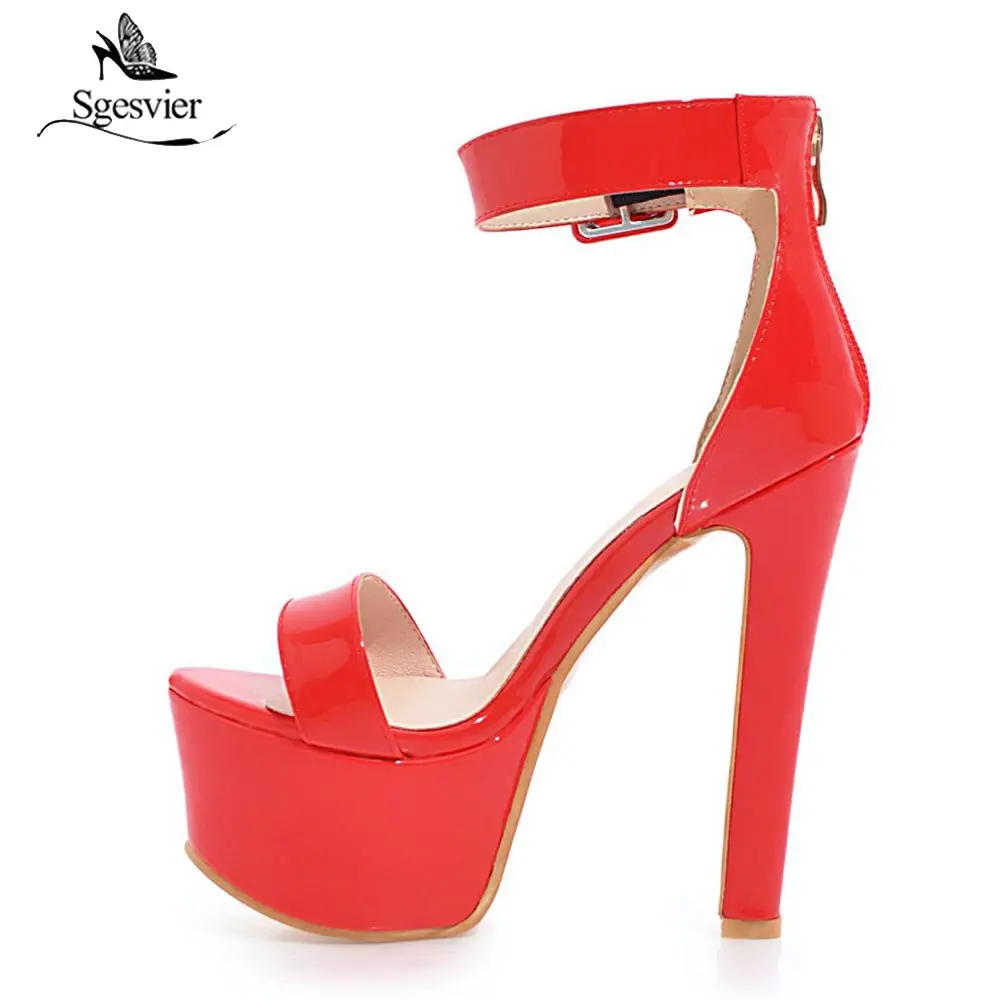 Женские босоножки на толстом каблуке SGESVIER туфли очень высоком 16 см Свадебные