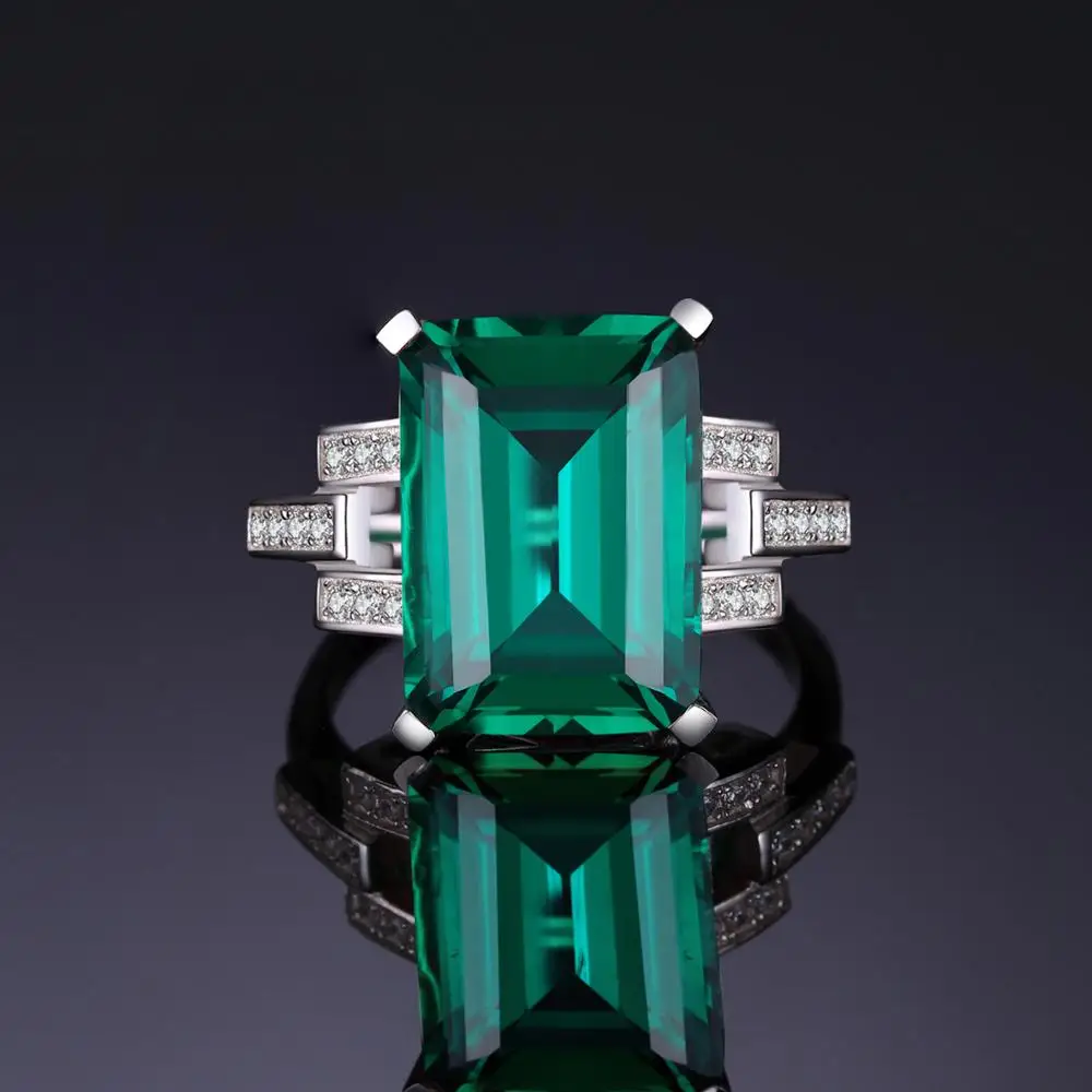 JewelryPalace 5.9ct создан Nano Изумрудное кольцо 925 пробы Серебряные кольца для Для женщин