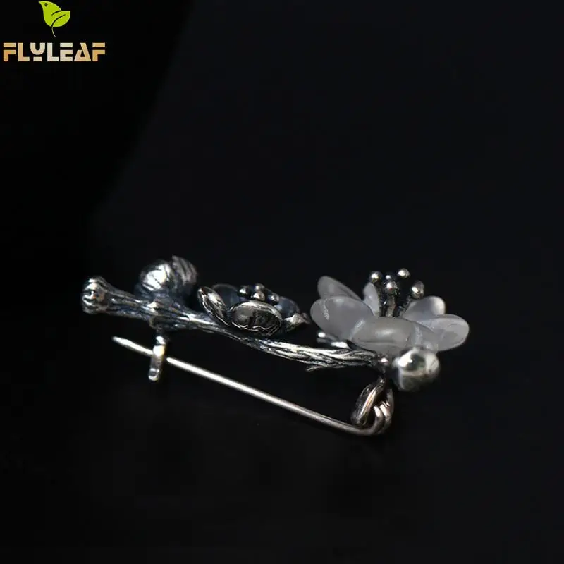 Бренд Flyleaf серебро 925 пробы цветок сливы из кристаллов броши для женщин винтажный