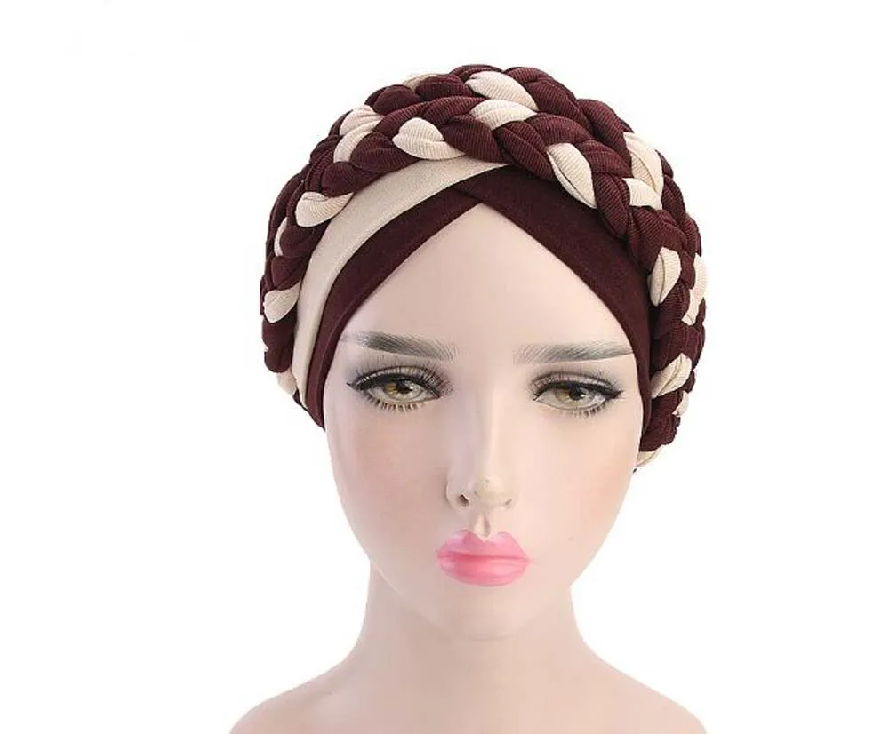 Богемный Национальный Твист коса Skullies Beanies весна осень бренд тюрбан шапки для женщин модная шапочка для химиотерапии