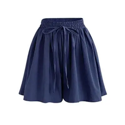 dark blue OMW8001 Юбка шорты новые летние размера плюс шифоновые Повседневные свободные эластичные с высокой талией женские широкие шорты 5xl 6xl - Цвет: dark blue OMW8001