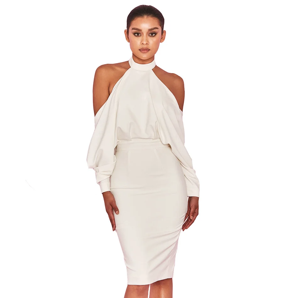 Драпированный воротник хомутиком без спины Bodycon Платье Лето Осень стройная талия