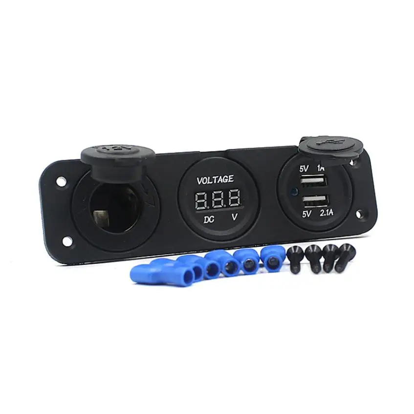 Pretty 12V розетка для автомобильного прикуривателя вольтметр USB зарядное устройство