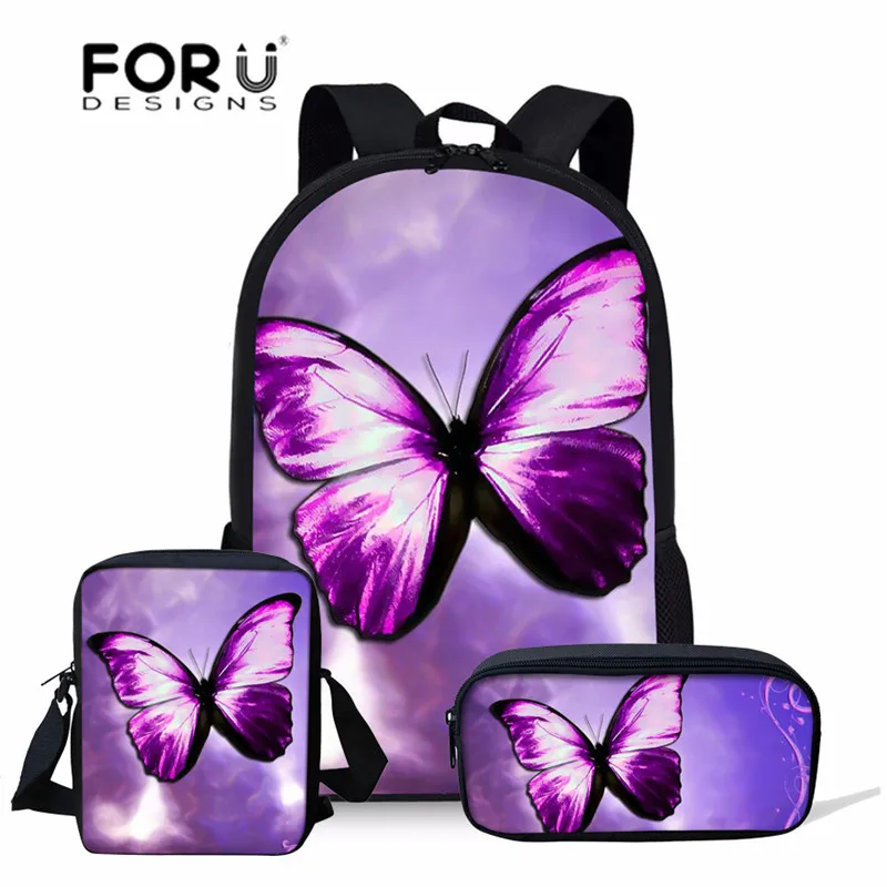 Школьные ранцы FORUDESIGNS для девочек детские рюкзаки с 3D принтом бабочки
