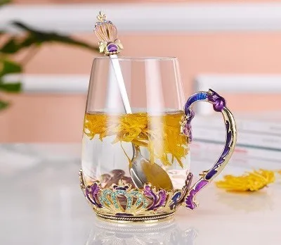 High No lid Роскошная эмалированная кофейная кружка с короной, термостойкая Хрустальная стеклянная чайная чашка, идеальные подарки, креативные чашки и кружки, Свадебный домашний декор - Цвет: High No lid