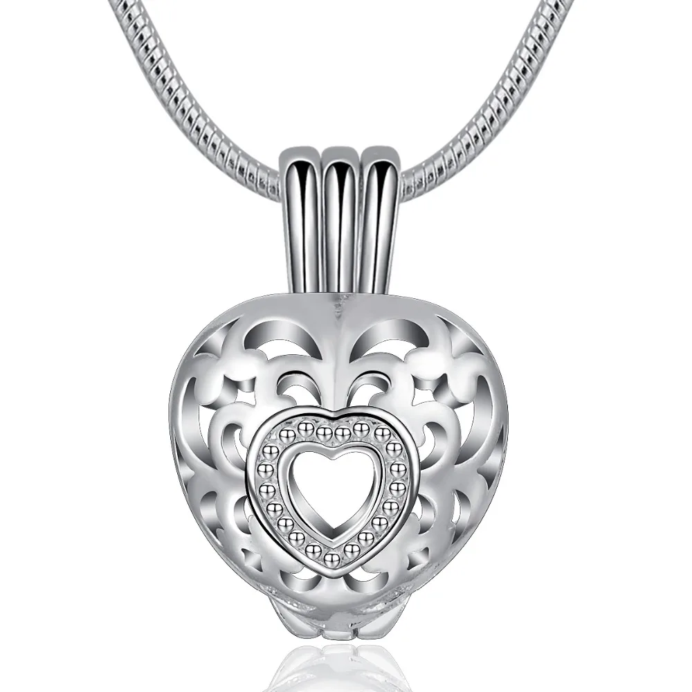 

Eudora Heart Pendant Necklace Hollow Nature Freshwater Locket Pendant 8Pcs Pearl Beads for Women Fashion Jewelry High Quality