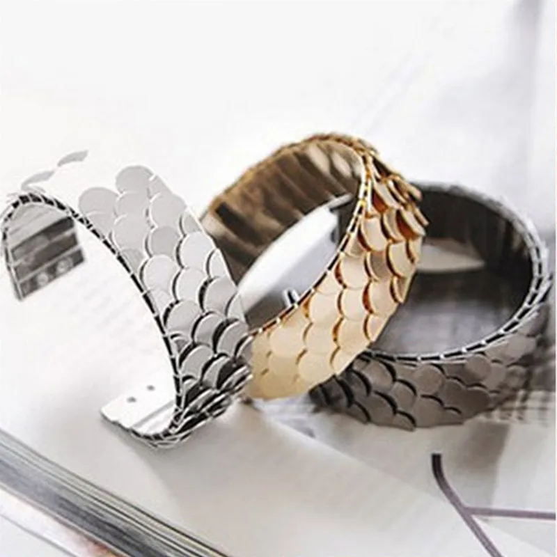 Новое поступление стильный большой браслет женский мужской рыбья чешуя дизайн