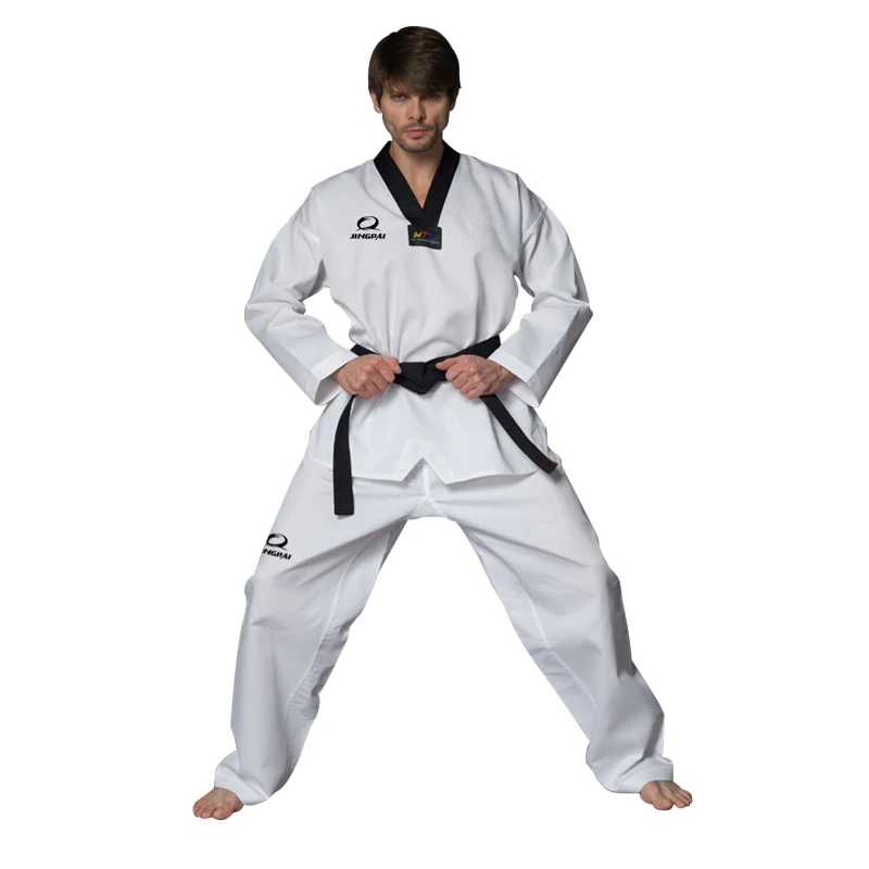 

2016 New male Female child Breathable cotton WTF approved Taekwondo Uniform Karate dobok white ki mono adult uniform basic Style