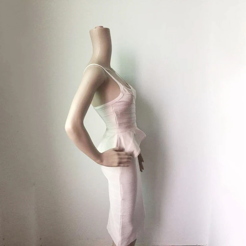 

2020 Bandage Top and Skirt Peplum Spaghetti Strap Sexy Skirt Bodycon Fashion Ladies Skirts Sheath V Neck