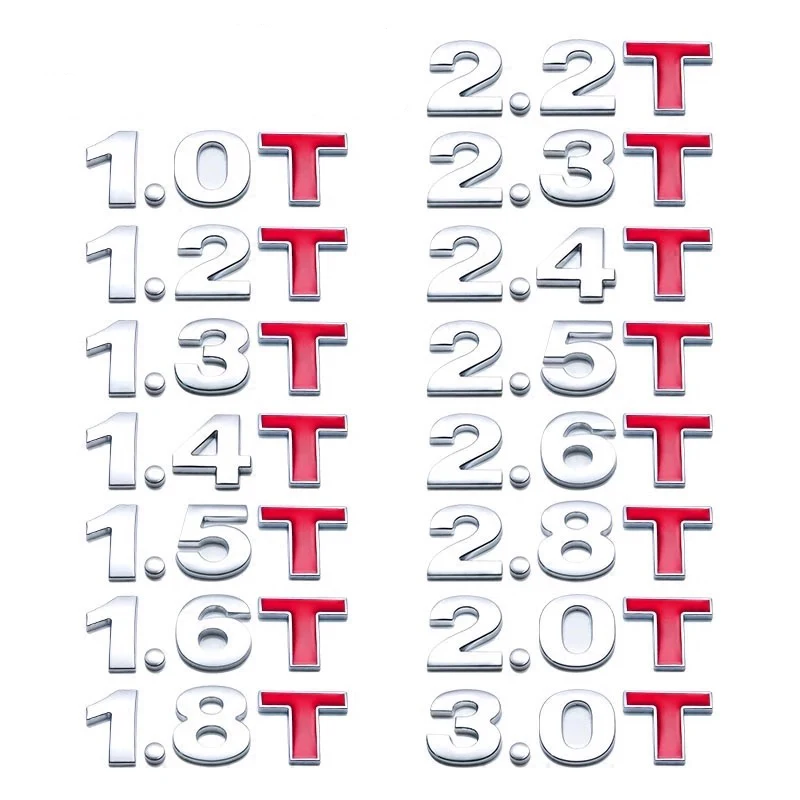 

Car Displacement sticker Metal 1.0 1.2 1.5 1.6 1.8 2.0 2.5 2.8 3.0 T volume logo Car rear Trunk Emblem badge Vehicle Stickers