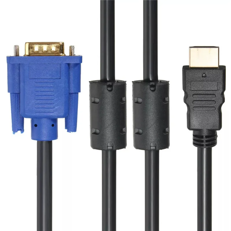 HDMI к VGA 1 8 м анти помех кольцо 1080 P HD штекер Мужской видео конвертер Кабель адаптер