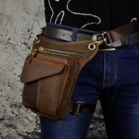 quality leather men design casual brown classic shoulder sling bag multi function fashion travel waist belt pack leg bag 211 3