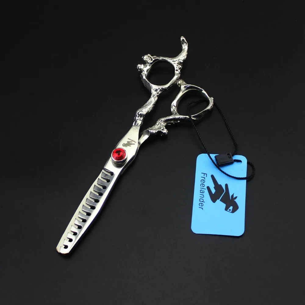 

6.0 inch Japan 440C Freelander Dragon handle Personality Hairdressing scissors Barber shears Flat shears Tooth scissors