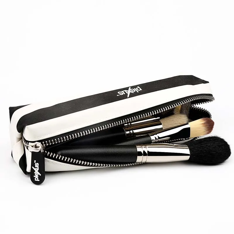 high quality siliver aluminum black wood handle goody animal hair 10pcs make up brush kits cosmetic tools set