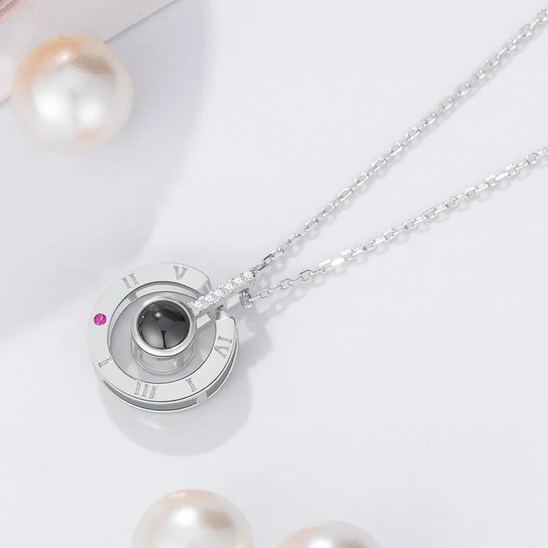 100% Silver 925 Heart Necklace I LOVE YOU in 100 Languages Light projection Wedding Pendant | Украшения и аксессуары