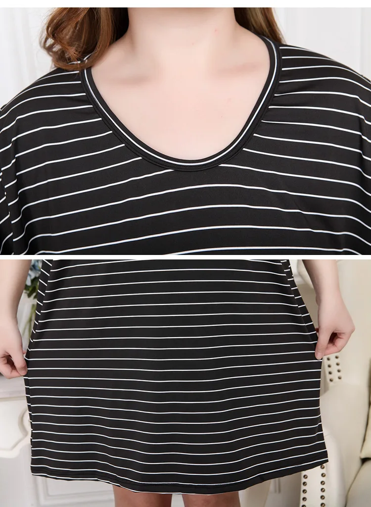 Женское Повседневное платье в полоску 3XL-8XL свободное эластичное средней длины