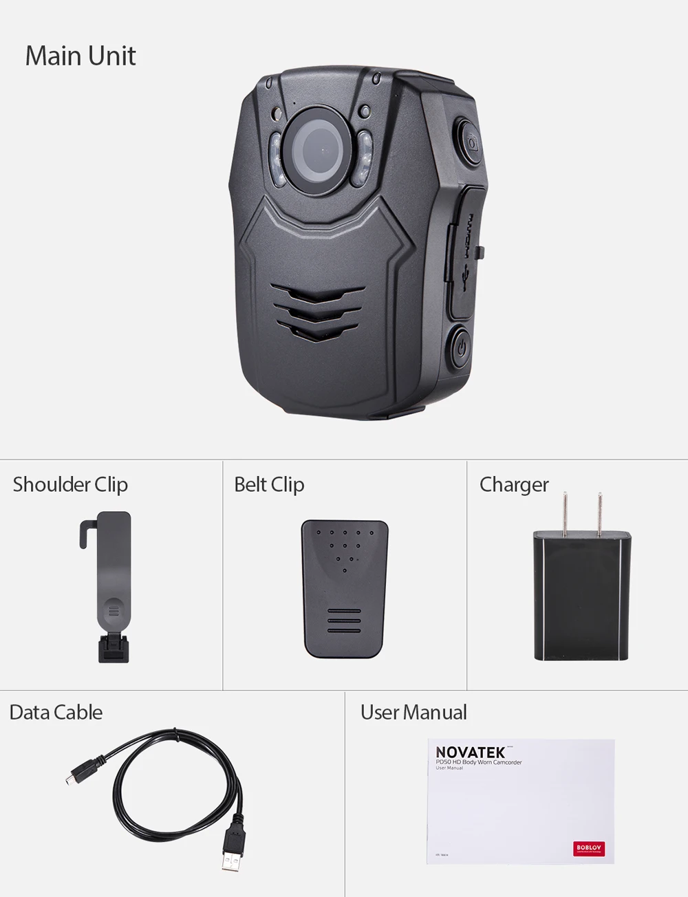 

BOBLOV PD50 32GB 1296P Body Worn Camera 2.0 inch HD LCD screen WDR 60fps Infrared Night Vision Police Body Camera