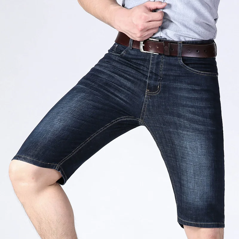 

New Brand Jeans Denim Shorts Men Knee Length Short Jeans Fashion Male Business Casual Straight Denim Shorts Casual Shorts 40 42