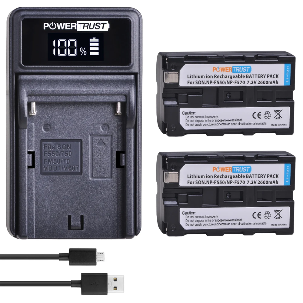 PowerTrust 2600 мА/ч NP F550 F330 F530 F570 Батарея + usb портами и светодиодным индикатором